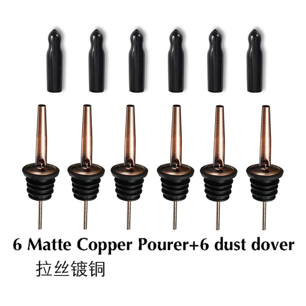 Bitters Bottle Set - ชุดอุปกรณ์รินไวน์สแตนเลส 6 ชิ้น ฝาปิดขวดพร้อมจุกจ่ายไวน์ ฝาปิดขวดแบบรินเร็ว อุปกรณ์เสริมสำหรับบาร์ไวน์