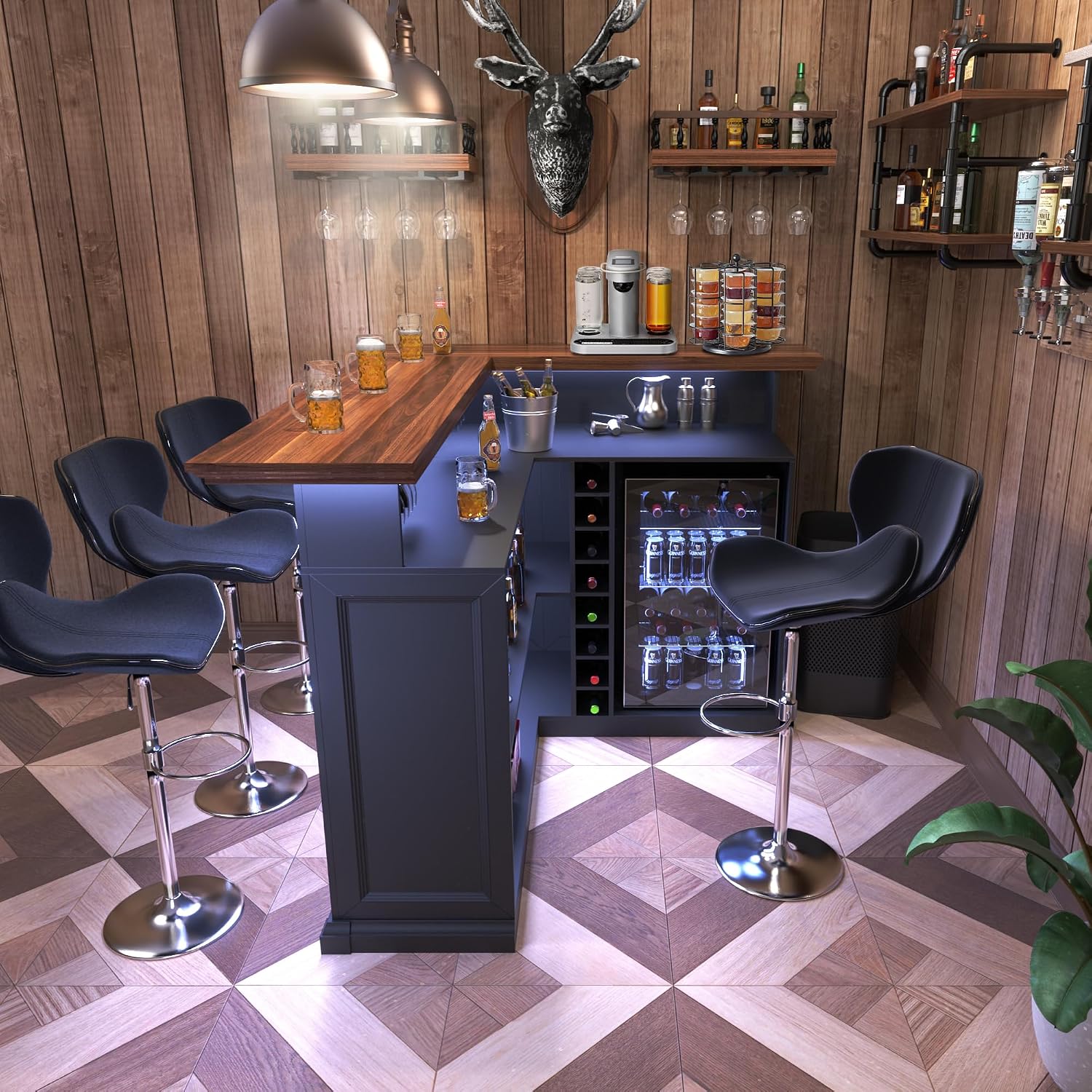 ตู้บาร์รูปตัว L พร้อมพื้นที่สำ - Home Bar Lounge บทวิจารณ์และราคา